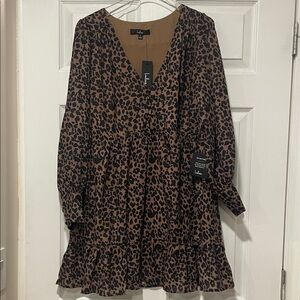 Lulu's Brown and Black Rock It Out Leopard Print Mini Dress
